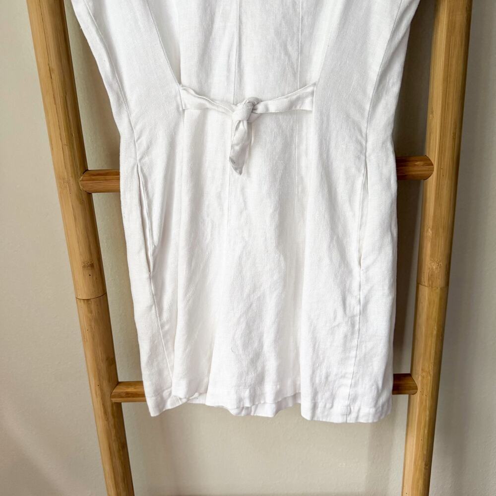 La Mode De Vie White Linen Blend Button Front Romper Women’s Size 3 Small - Picture 8 of 9